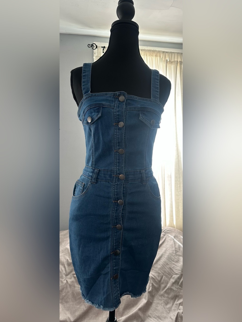 Rue21 Blue Denim Button-Up Overall Dress